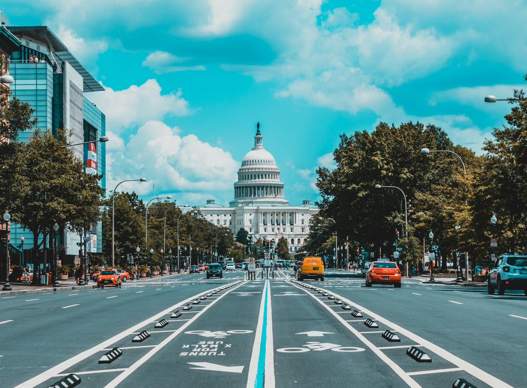 Washington DC, looking down Pennsylvania Avenue toward the U.S. Capitol